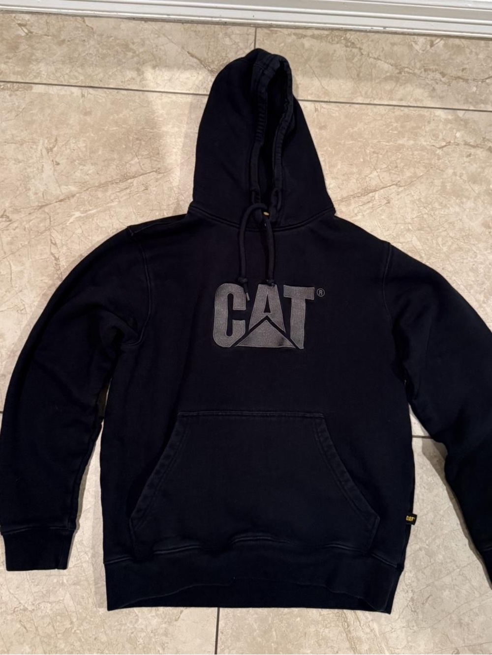 CAT Black Logo Pullover Hoodie for Men
